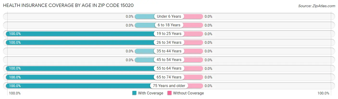 Health Insurance Coverage by Age in Zip Code 15020