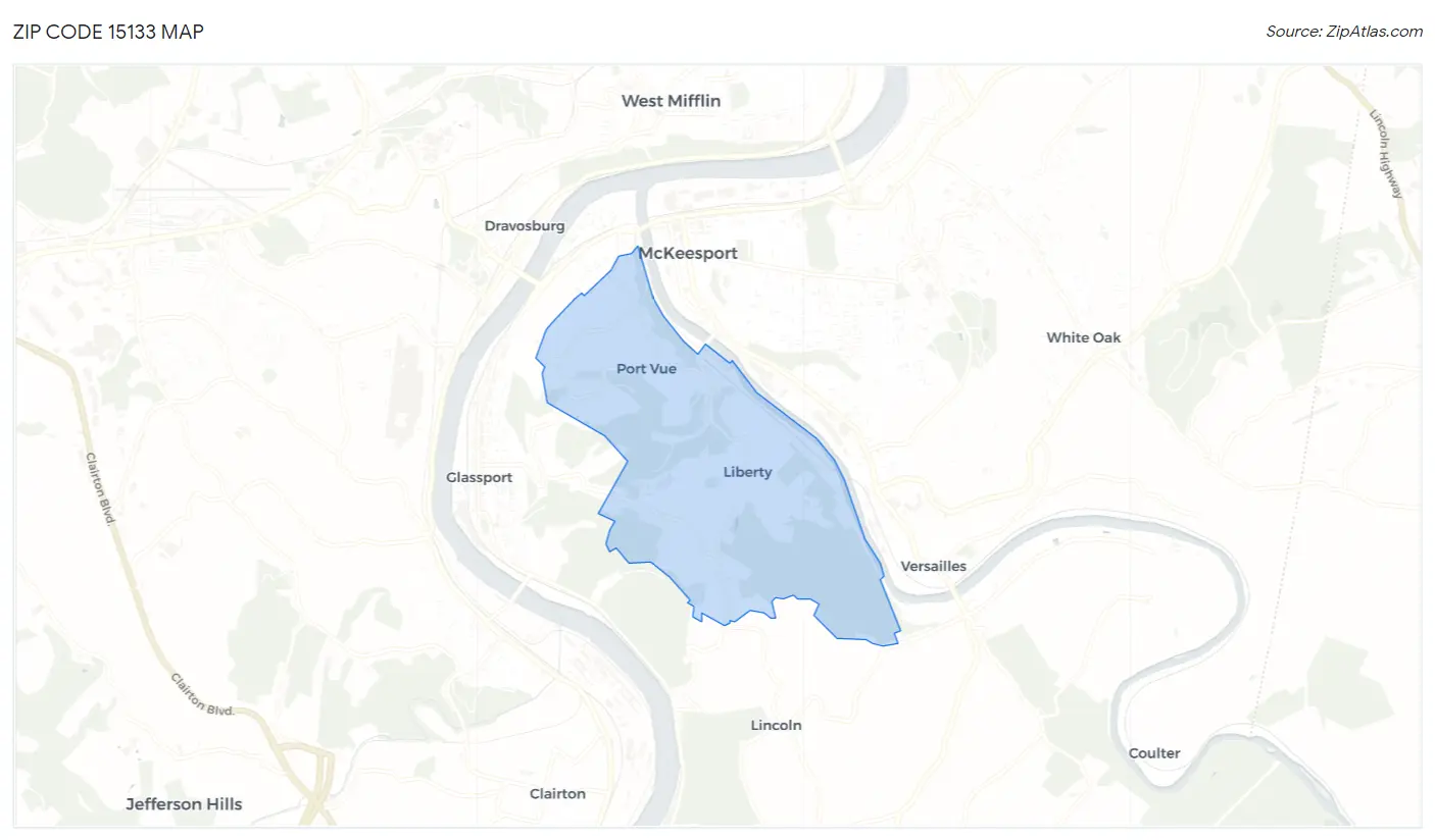 Zip Code 15133 Map