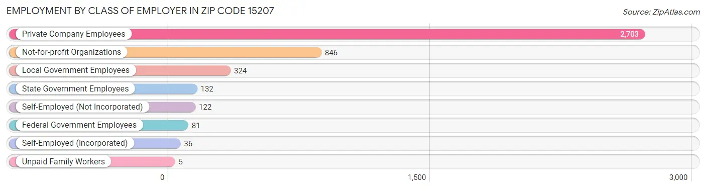 Employment by Class of Employer in Zip Code 15207