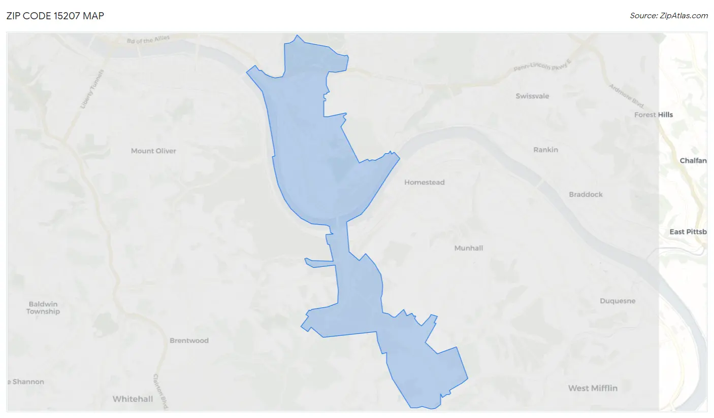 Zip Code 15207 Map