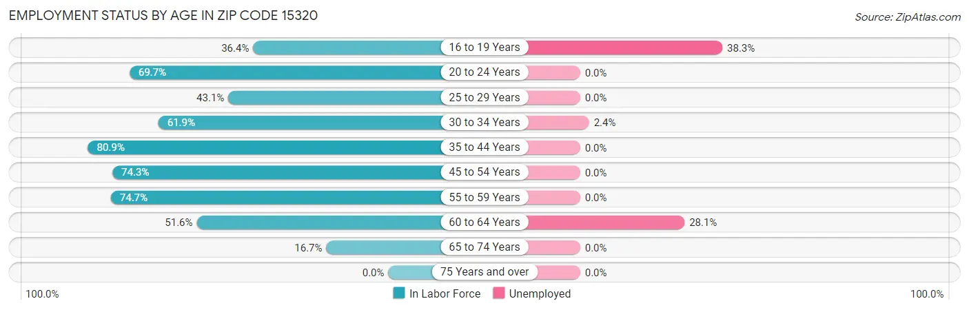 Employment Status by Age in Zip Code 15320