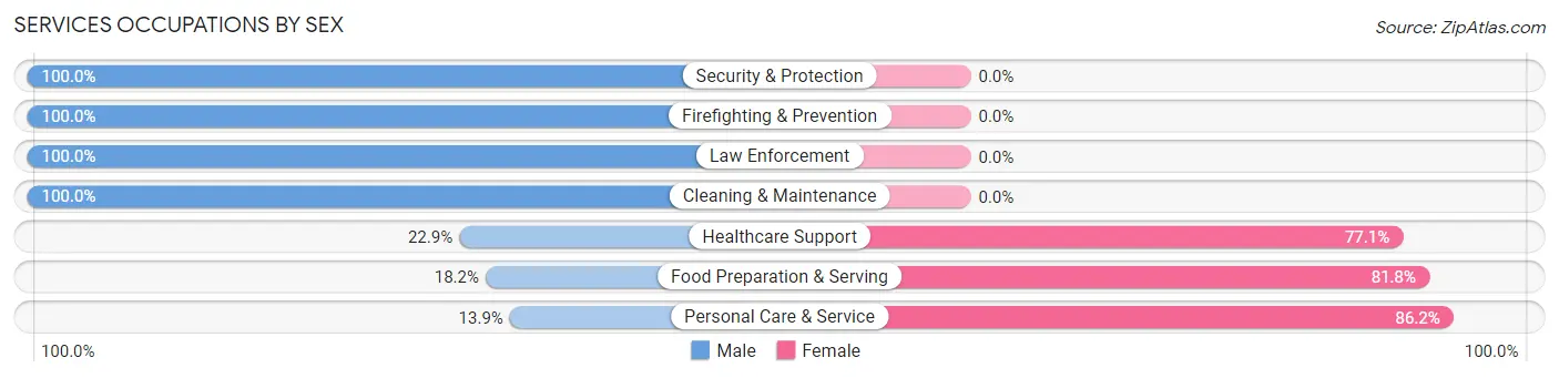 Services Occupations by Sex in Zip Code 15367