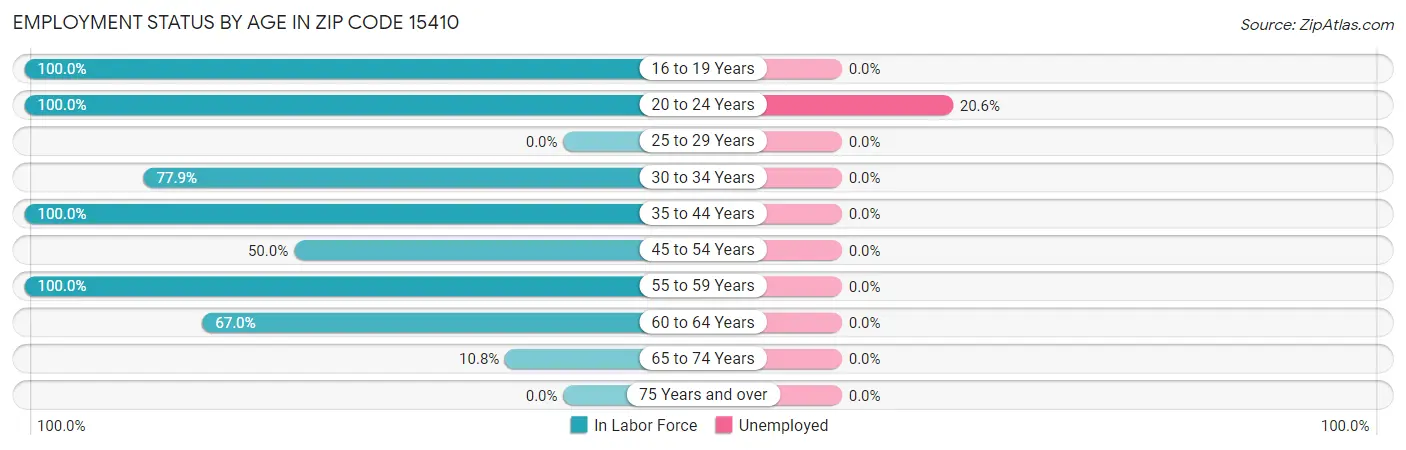 Employment Status by Age in Zip Code 15410