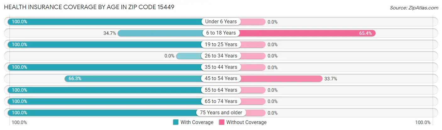 Health Insurance Coverage by Age in Zip Code 15449