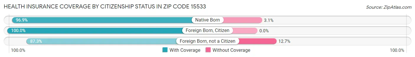 Health Insurance Coverage by Citizenship Status in Zip Code 15533
