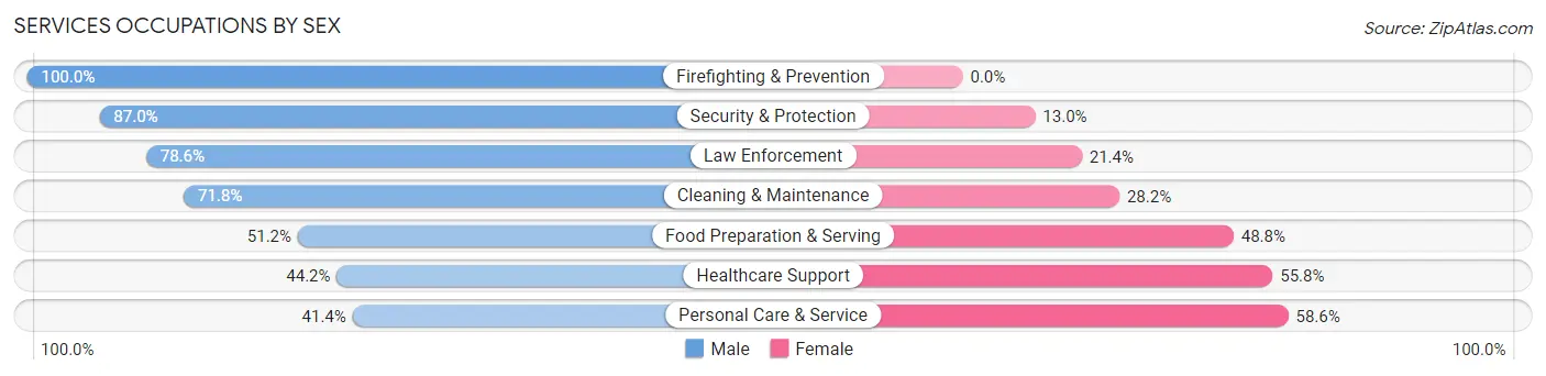 Services Occupations by Sex in Zip Code 15714
