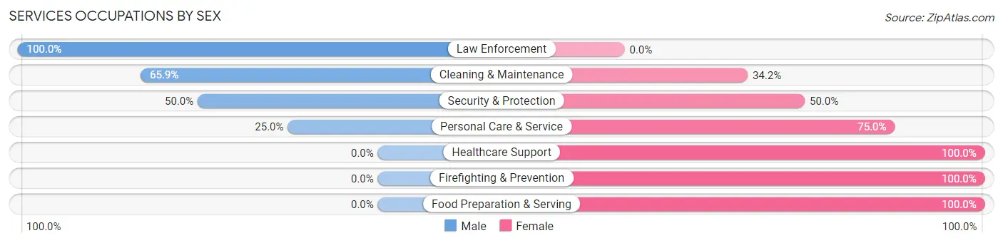 Services Occupations by Sex in Zip Code 15725