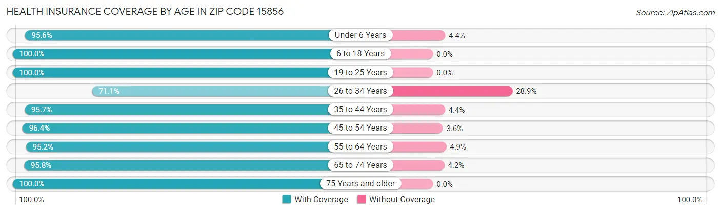 Health Insurance Coverage by Age in Zip Code 15856