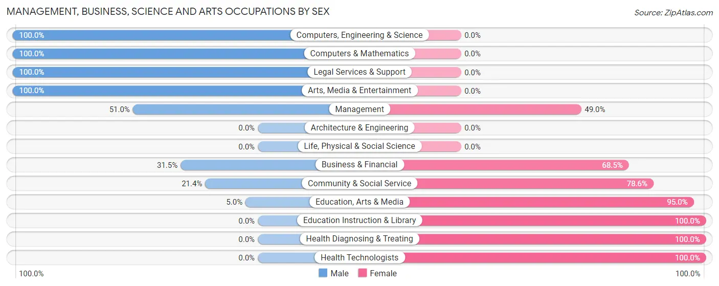 Management, Business, Science and Arts Occupations by Sex in Zip Code 15901