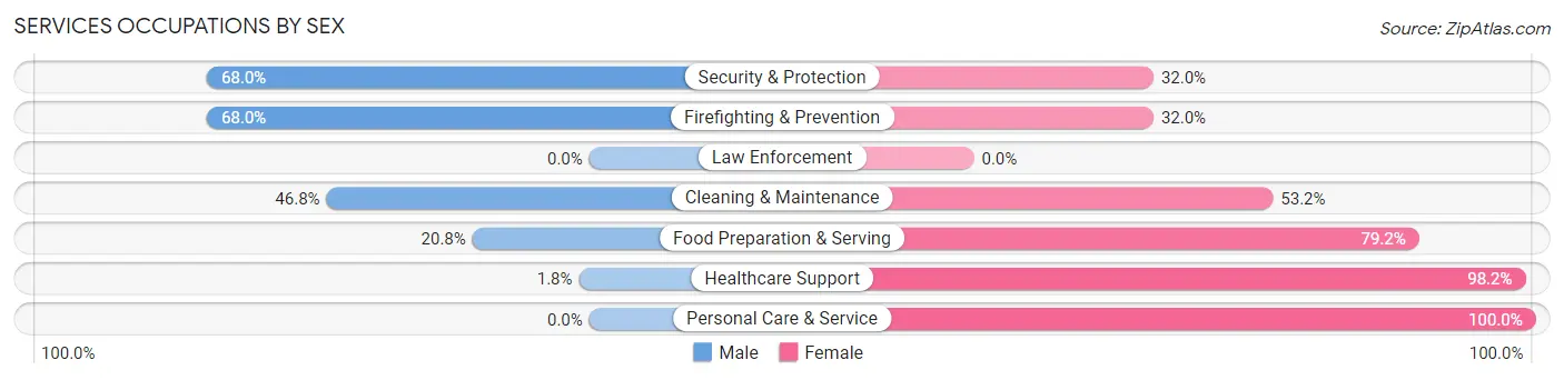 Services Occupations by Sex in Zip Code 15901