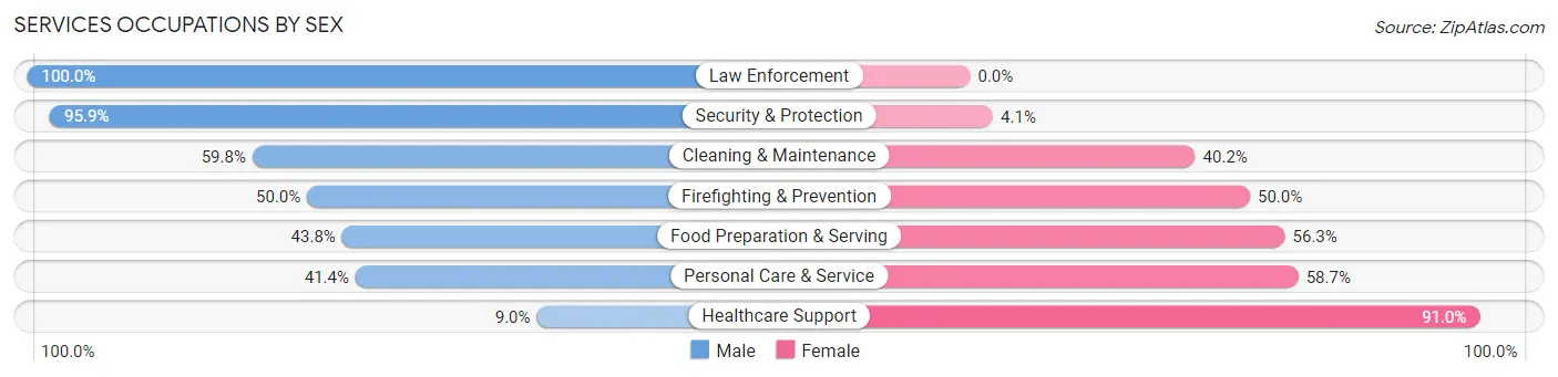Services Occupations by Sex in Zip Code 15931