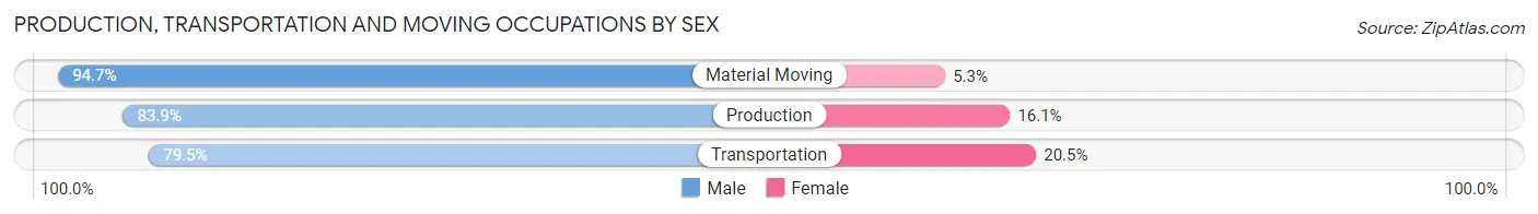 Production, Transportation and Moving Occupations by Sex in Zip Code 15954