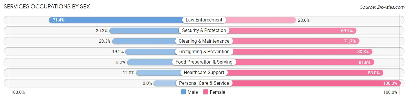 Services Occupations by Sex in Zip Code 16049