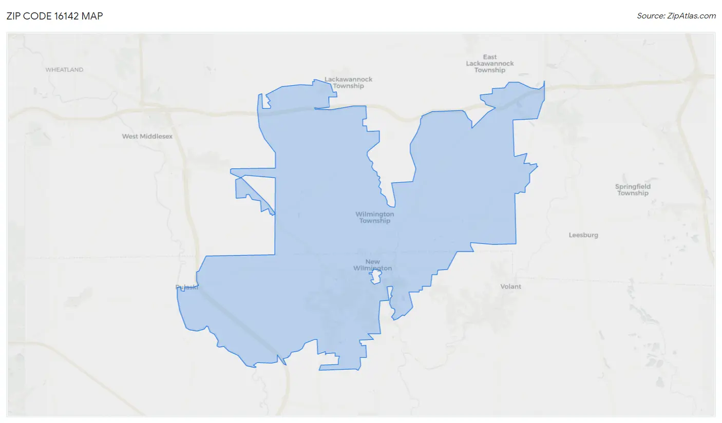 Zip Code 16142 Map