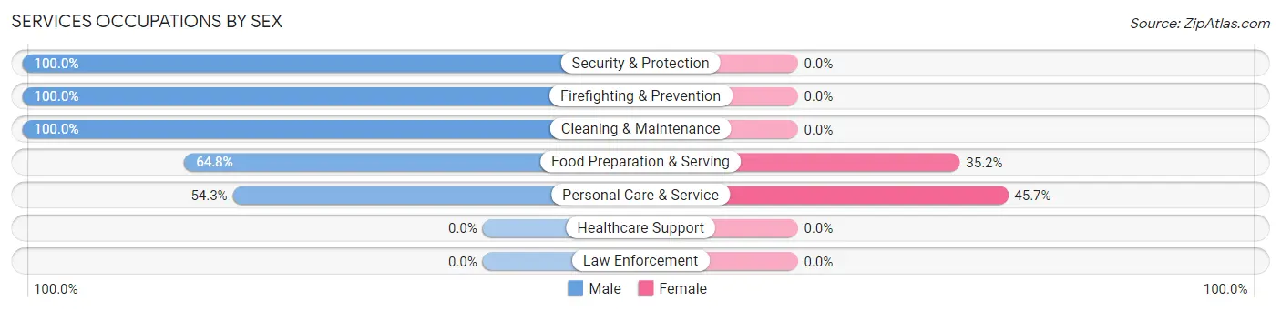 Services Occupations by Sex in Zip Code 16172