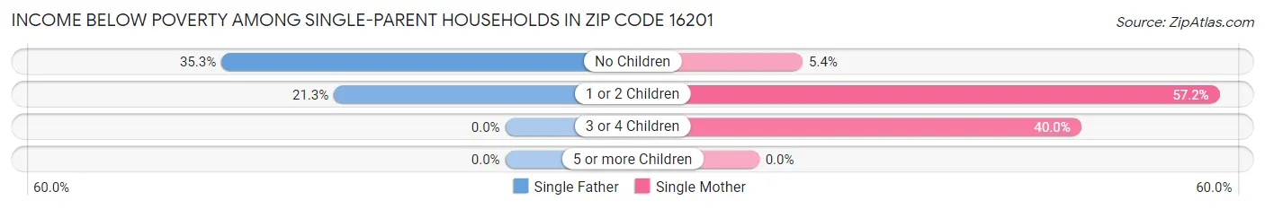 Income Below Poverty Among Single-Parent Households in Zip Code 16201