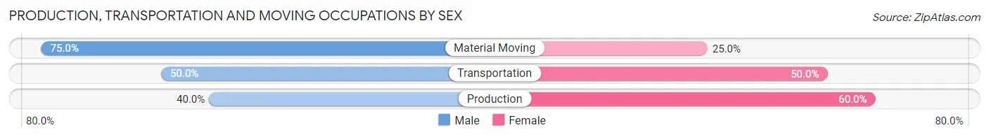 Production, Transportation and Moving Occupations by Sex in Zip Code 16238