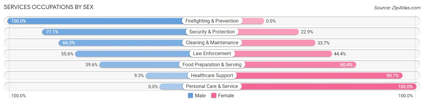 Services Occupations by Sex in Zip Code 16254