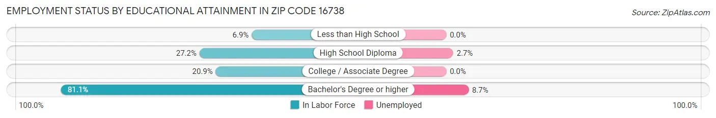 Employment Status by Educational Attainment in Zip Code 16738