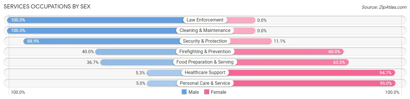 Services Occupations by Sex in Zip Code 16833
