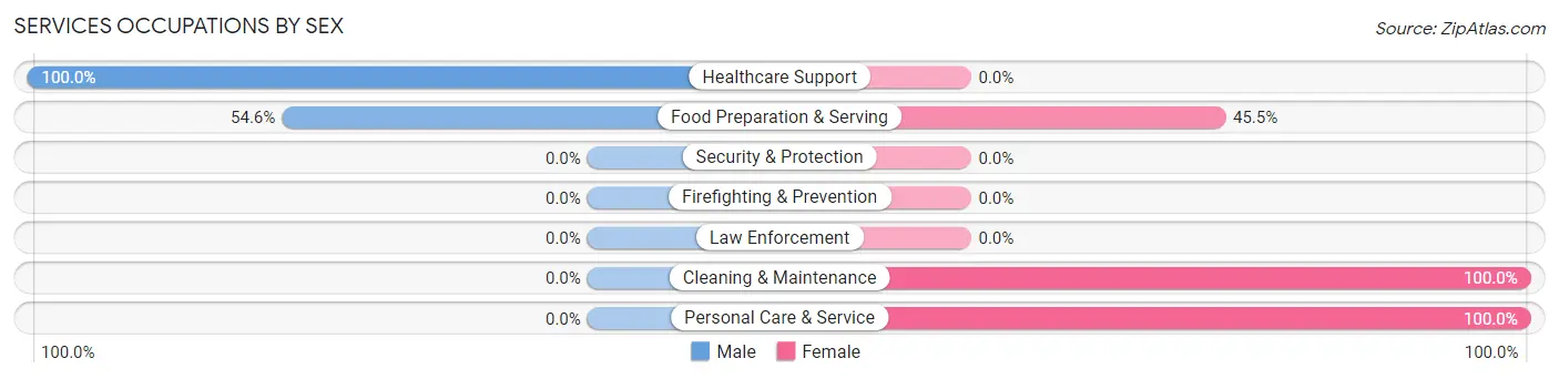 Services Occupations by Sex in Zip Code 16835