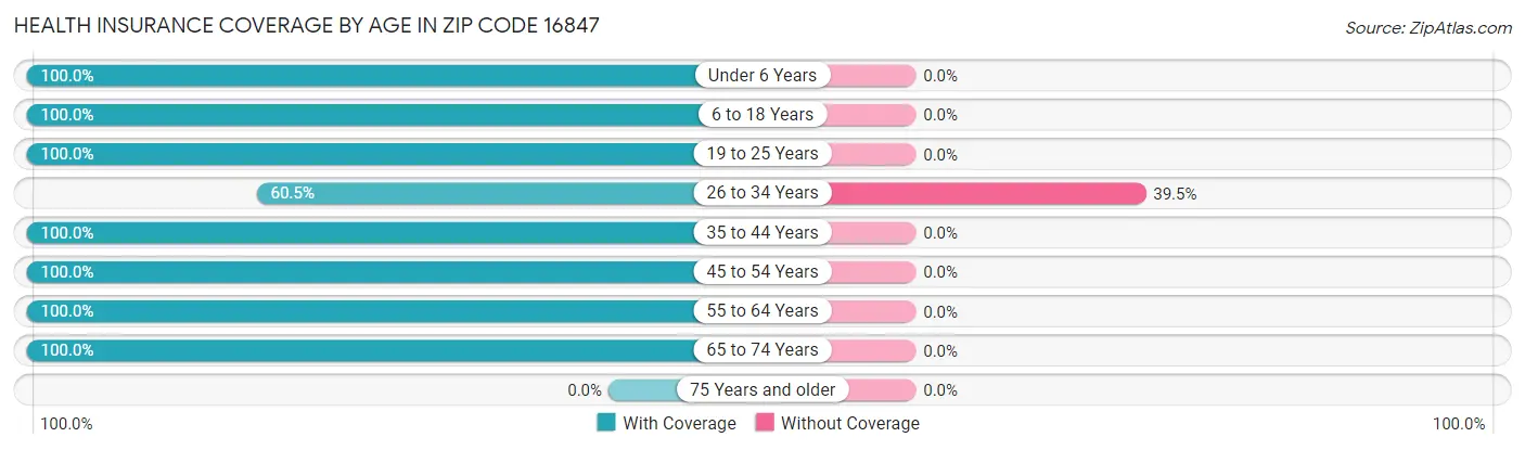 Health Insurance Coverage by Age in Zip Code 16847