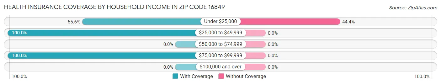 Health Insurance Coverage by Household Income in Zip Code 16849