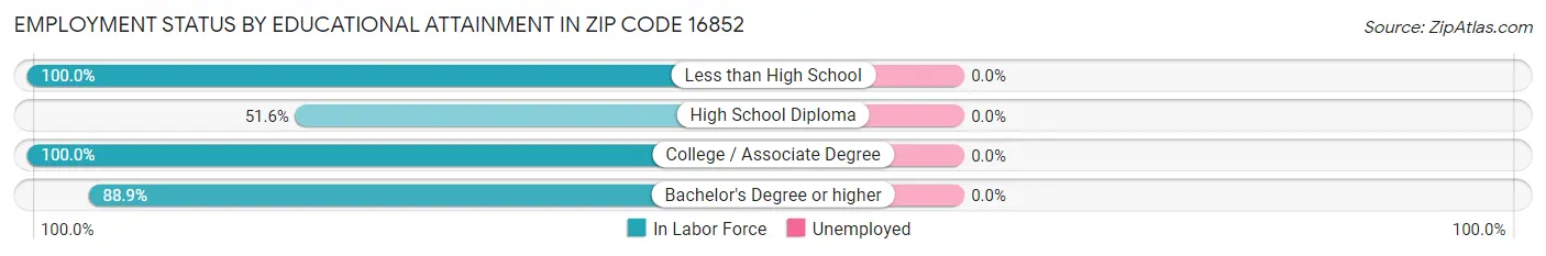 Employment Status by Educational Attainment in Zip Code 16852