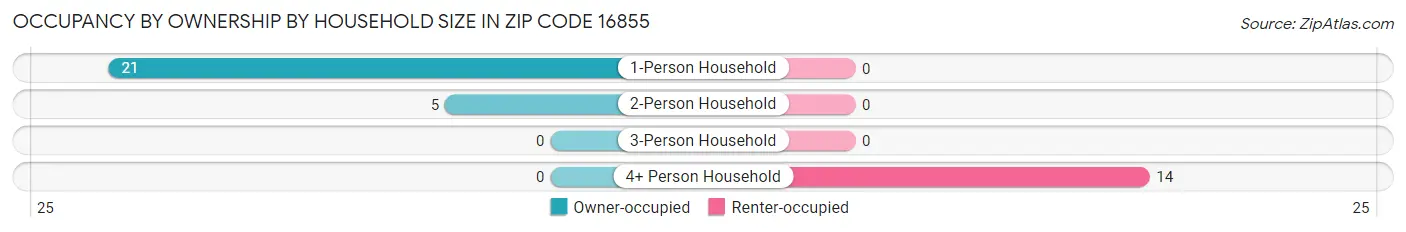 Occupancy by Ownership by Household Size in Zip Code 16855