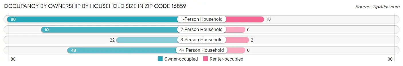 Occupancy by Ownership by Household Size in Zip Code 16859