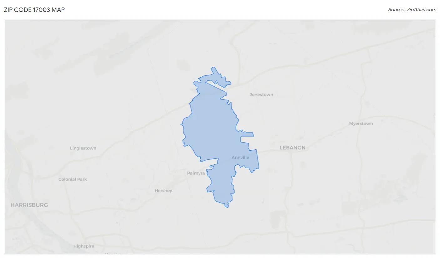 Zip Code 17003 Map