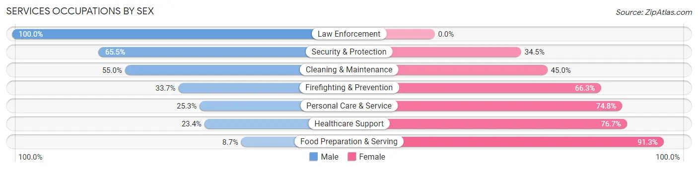 Services Occupations by Sex in Zip Code 17015
