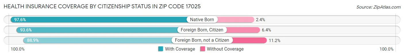 Health Insurance Coverage by Citizenship Status in Zip Code 17025
