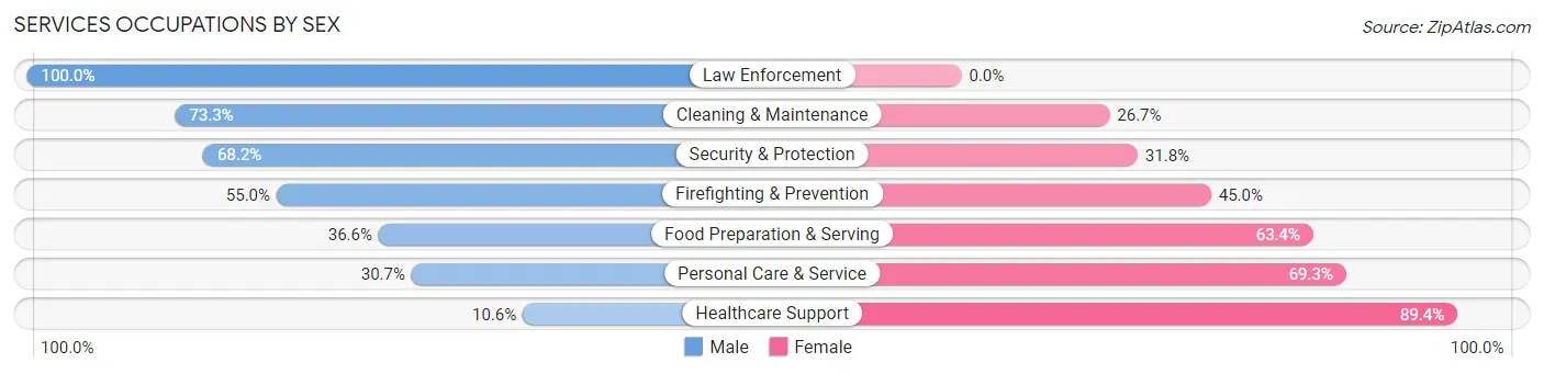 Services Occupations by Sex in Zip Code 17025