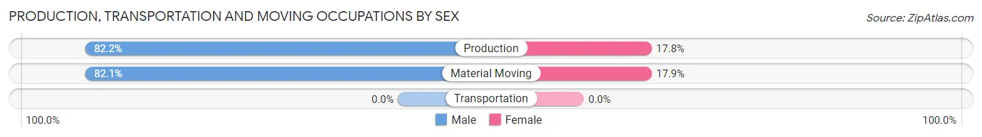 Production, Transportation and Moving Occupations by Sex in Zip Code 17028