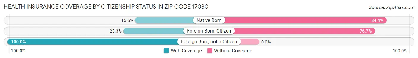 Health Insurance Coverage by Citizenship Status in Zip Code 17030