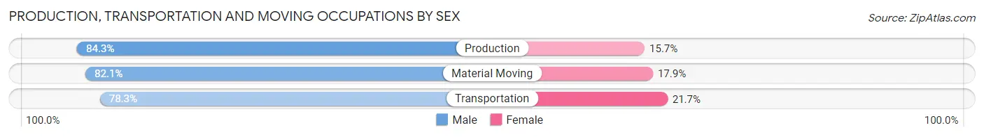 Production, Transportation and Moving Occupations by Sex in Zip Code 17048