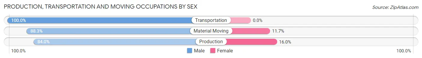 Production, Transportation and Moving Occupations by Sex in Zip Code 17066