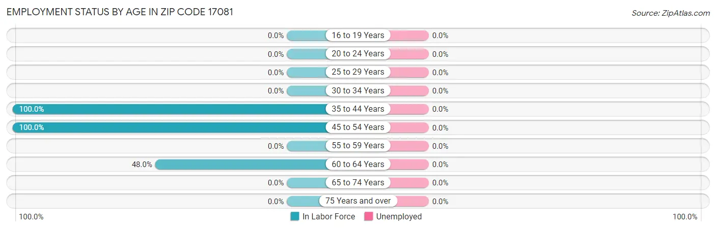 Employment Status by Age in Zip Code 17081