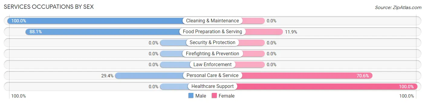 Services Occupations by Sex in Zip Code 17101