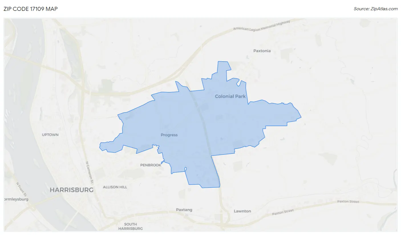 Zip Code 17109 Map