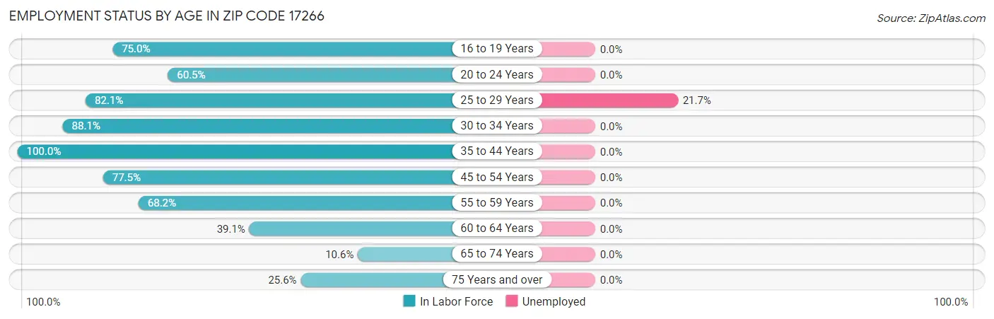 Employment Status by Age in Zip Code 17266