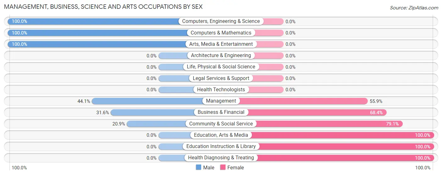 Management, Business, Science and Arts Occupations by Sex in Zip Code 17342