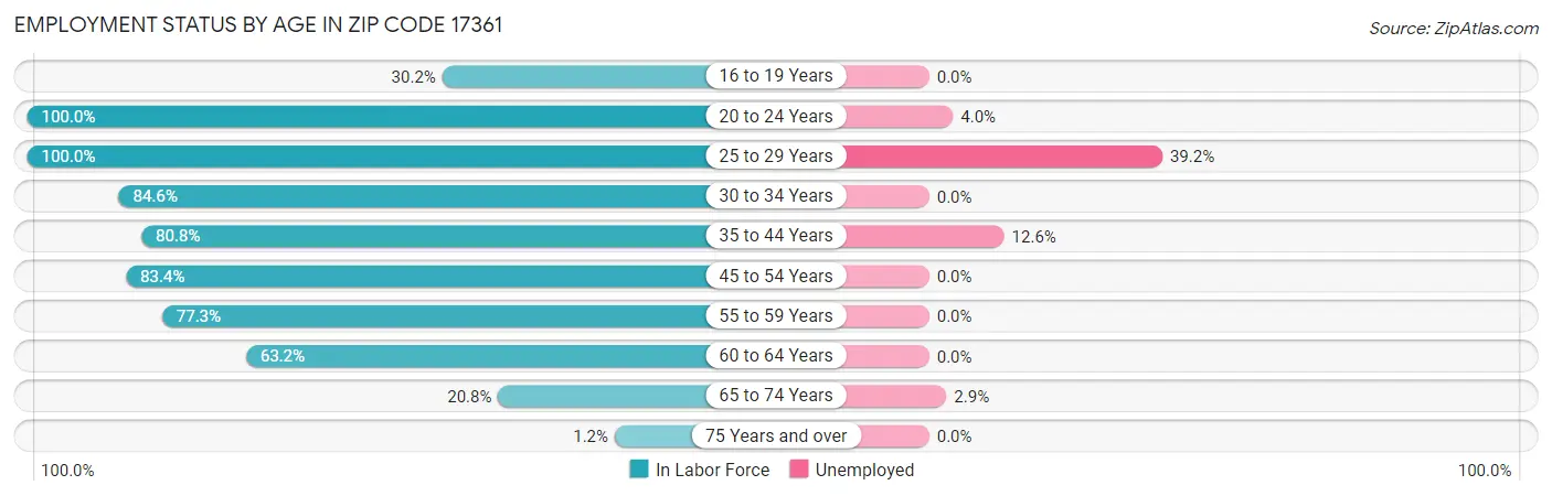Employment Status by Age in Zip Code 17361