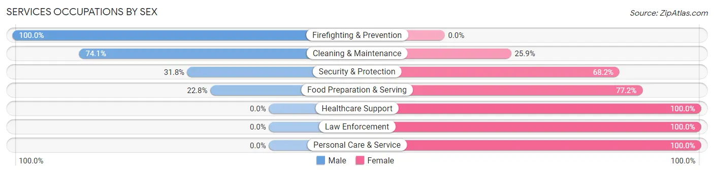 Services Occupations by Sex in Zip Code 17364