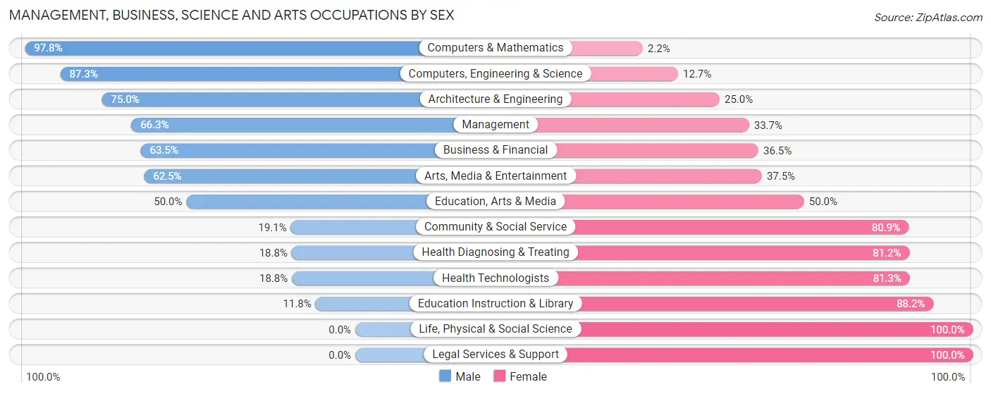 Management, Business, Science and Arts Occupations by Sex in Zip Code 17407