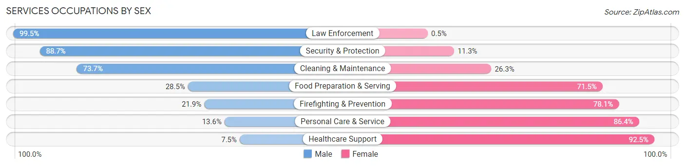 Services Occupations by Sex in Zip Code 17408