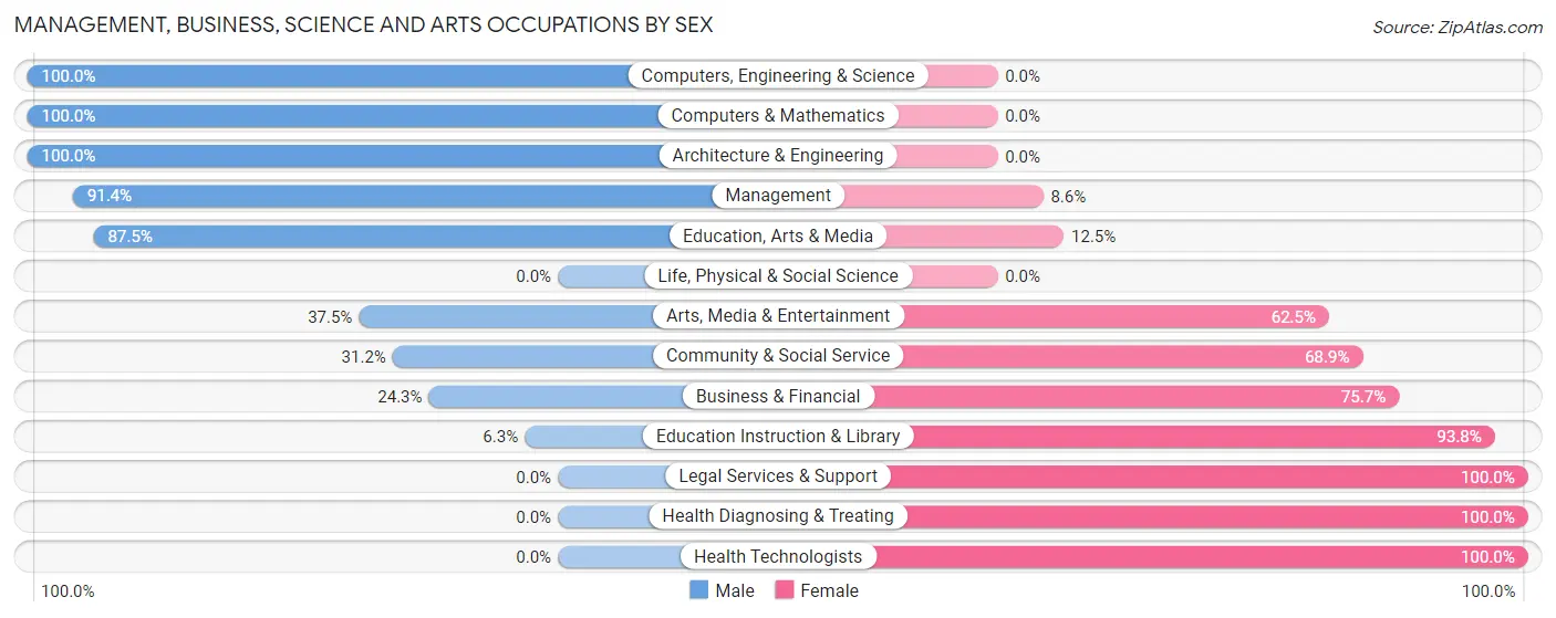 Management, Business, Science and Arts Occupations by Sex in Zip Code 17509
