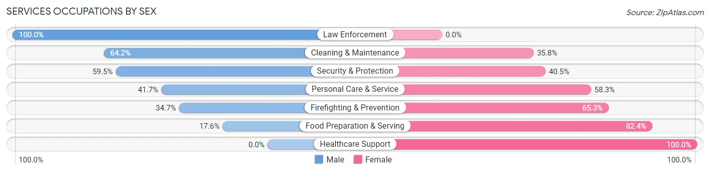 Services Occupations by Sex in Zip Code 17566