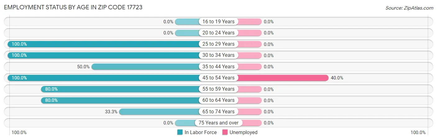 Employment Status by Age in Zip Code 17723